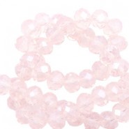 Abalorios de vidrio rondelle Facetados 4x3mm - Silk peach opal-pearl shine coating